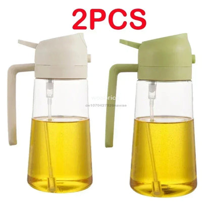 2 in1 Oil Spray Bottle Plastic Kitchen Barbecue Cooking Olive Oil Dispenser Oil Jar Baking Vinegar Soy Sauce Spray Container