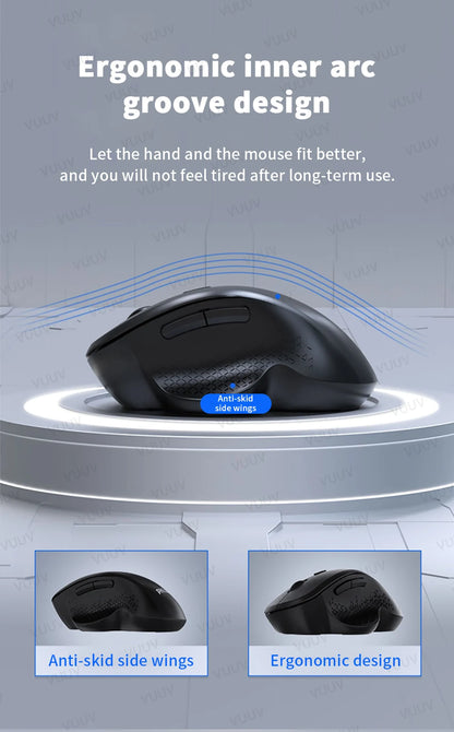 Ratón inalámbrico ergonómico Bluetooth VUUV para computadora portátil Macbook 1600DPI modo dual recargable para iOS Android tableta