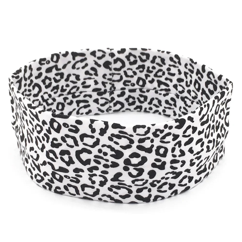 Fashion Leopard Print Sports Headband Yoga Headband Women's Fitness Elastic Cotton Sweat-Absorbing Headscarf Athletic Headwear