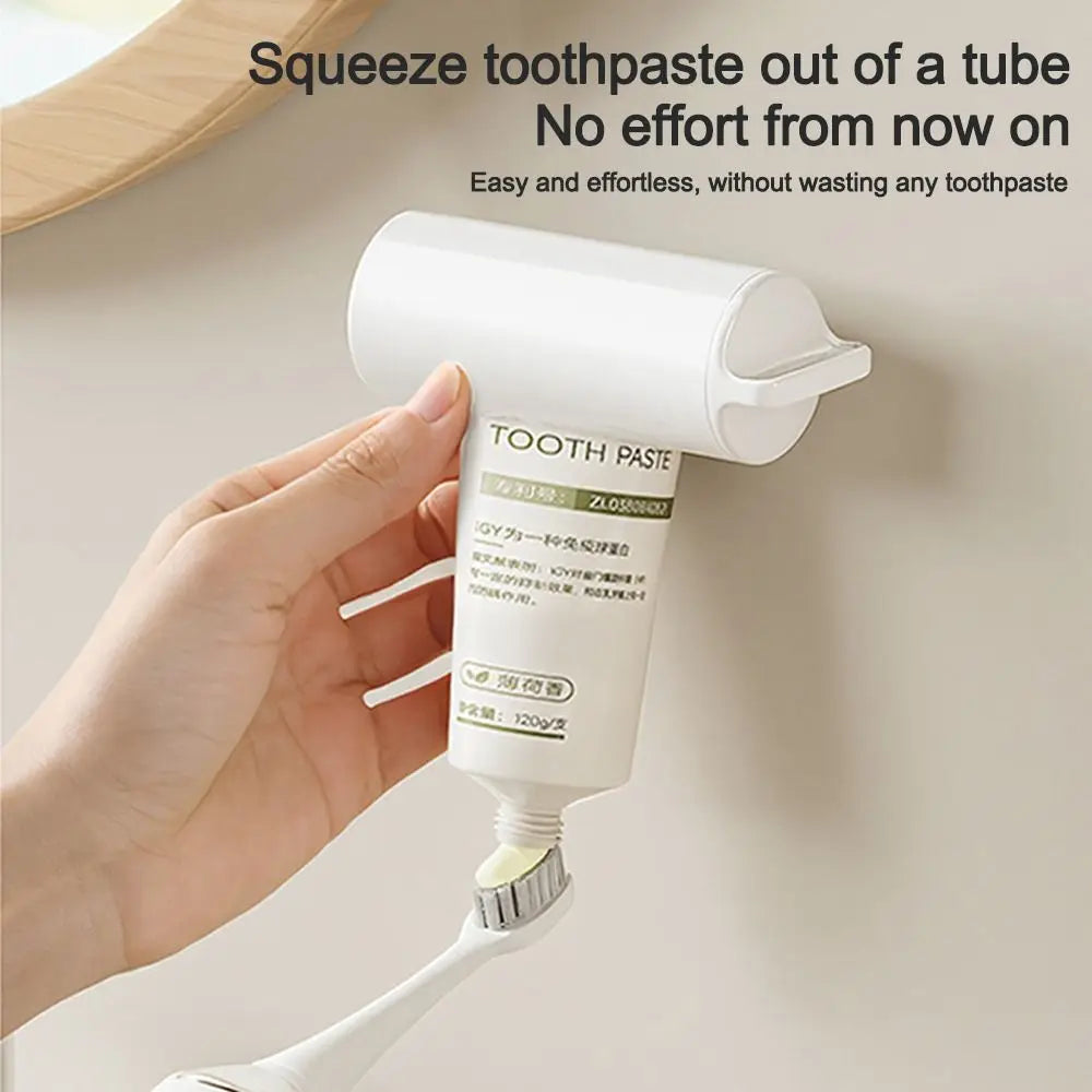 Suporte portátil para escova de dentes à prova de poeira com tampa basculante, fixação na parede e estojo de armazenamento.