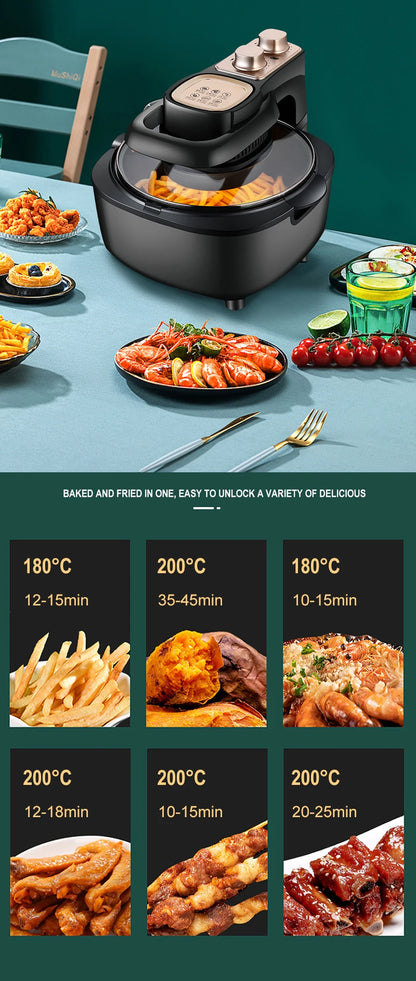Freidora de aire multifuncional para el hogar, sin aceite, horno de 6 l, 220 V, UE, 1100 W, panel táctil LED, control de temperatura, freidora de aire visual