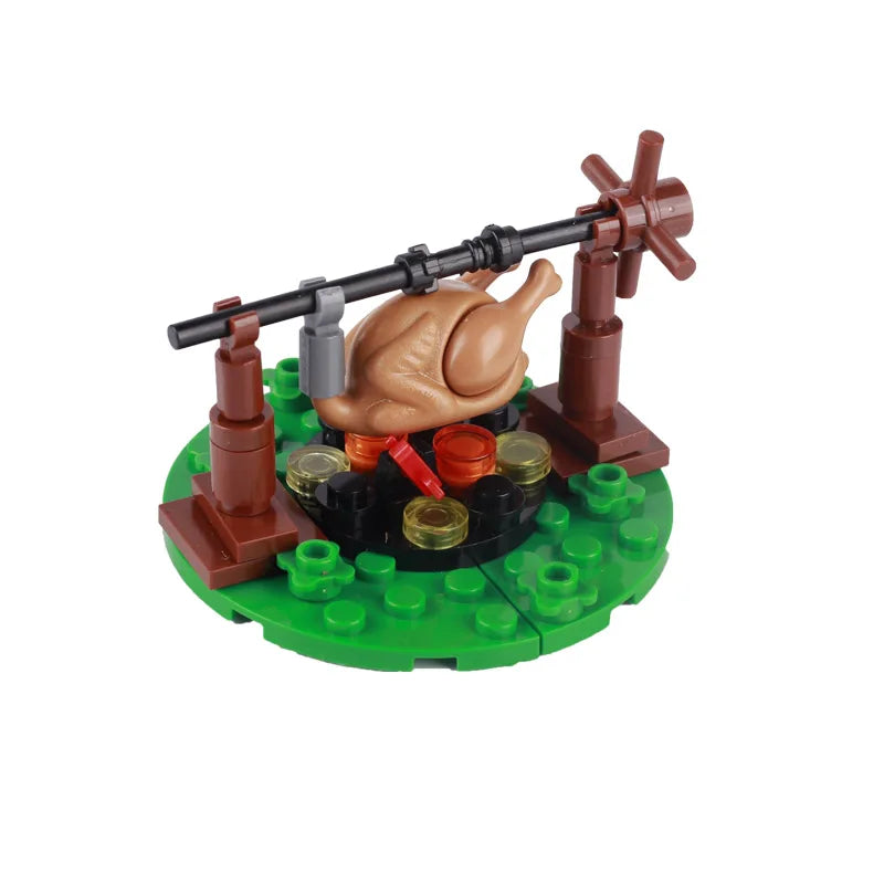 MOC Notice Board Building Blocks Bee Farm Fountain Bonfire Stove Medieval Town Street View Water Wall Bridge Road Sign Brick Toy