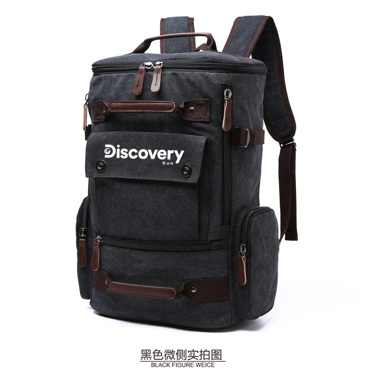 Mochila de lona multifuncional DISCOVERY-SUN, mochila informal para senderismo, mochila escolar para deportes al aire libre, mochila de viaje de gran capacidad.