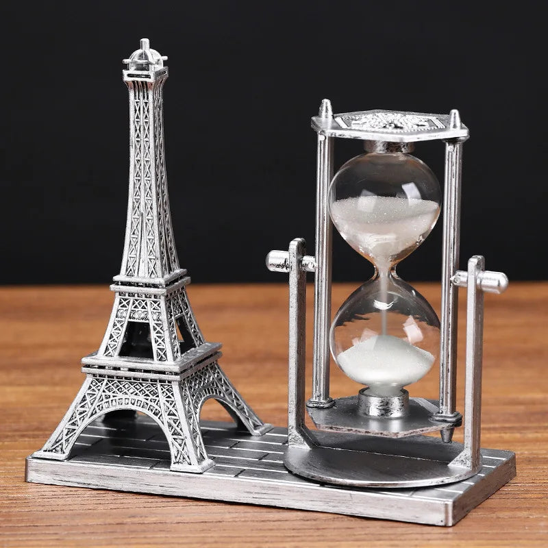 Creative Retro Iron Tower Hourglass Office Desktop Decoration Ornament Furniture Placement and Decoration for Home Decorations