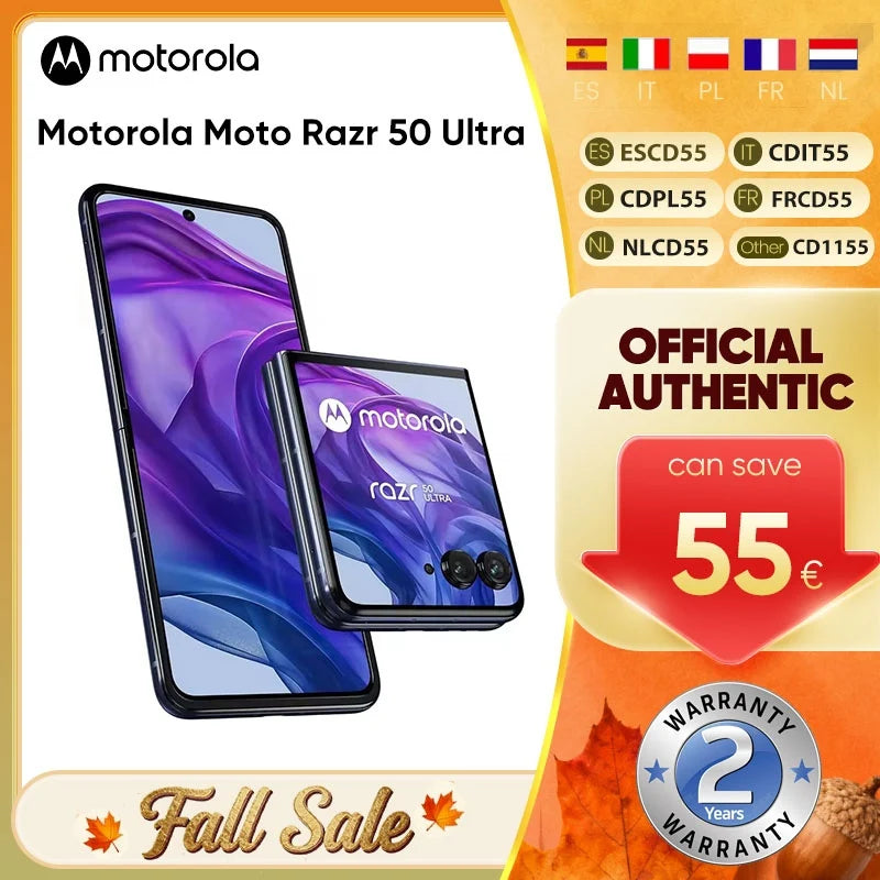 Motorola Moto Razr 50 Ultra 5G Foldable Phone Flip 6.9inch pOLED Display Snapdragon 8s Gen3 Wireless Charging Taiwan Version