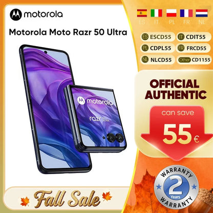 Motorola Moto Razr 50 Ultra 5G Foldable Phone Flip 6.9inch pOLED Display Snapdragon 8s Gen3 Wireless Charging Taiwan Version