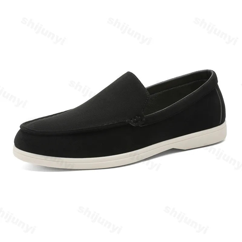 Men's Flat Loafers 2025 Frosted Suede Flat Shoes Comfortable Non-Slip Fashion Loafers Lightweight Trendy Outdoor Casual Shoes