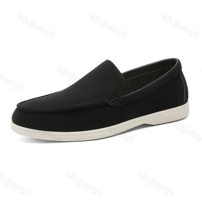 Men Flat Loafers 2025 Frosted Suede Flat Shoes Comfortable Non Slip Fashion Loafers Lightweight Trendy Outdoor Casual Shoes