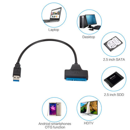 Cable adaptador SATA a USB 3.0 de 22 pines, compatible con discos duros externos HDD/SSD de 2,5 pulgadas, hasta 6 Gbps.