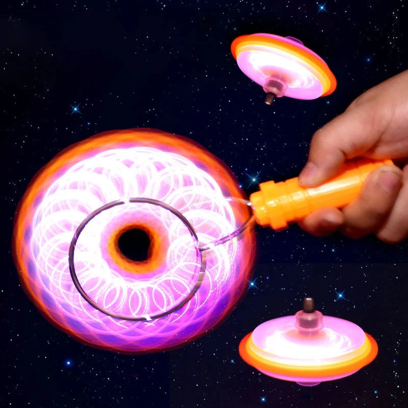 Giroscopio magnético mágico con luz LED, juguete creativo con manivela, luminoso, colorido, con mango giratorio, clásico para niños