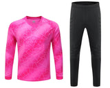 Men Kid 2024 Soccer Goalkeeper Uniform Protective Sponge Long Sleeve Football Training Goalkeeper Top Soccer Jersey Pants Custom