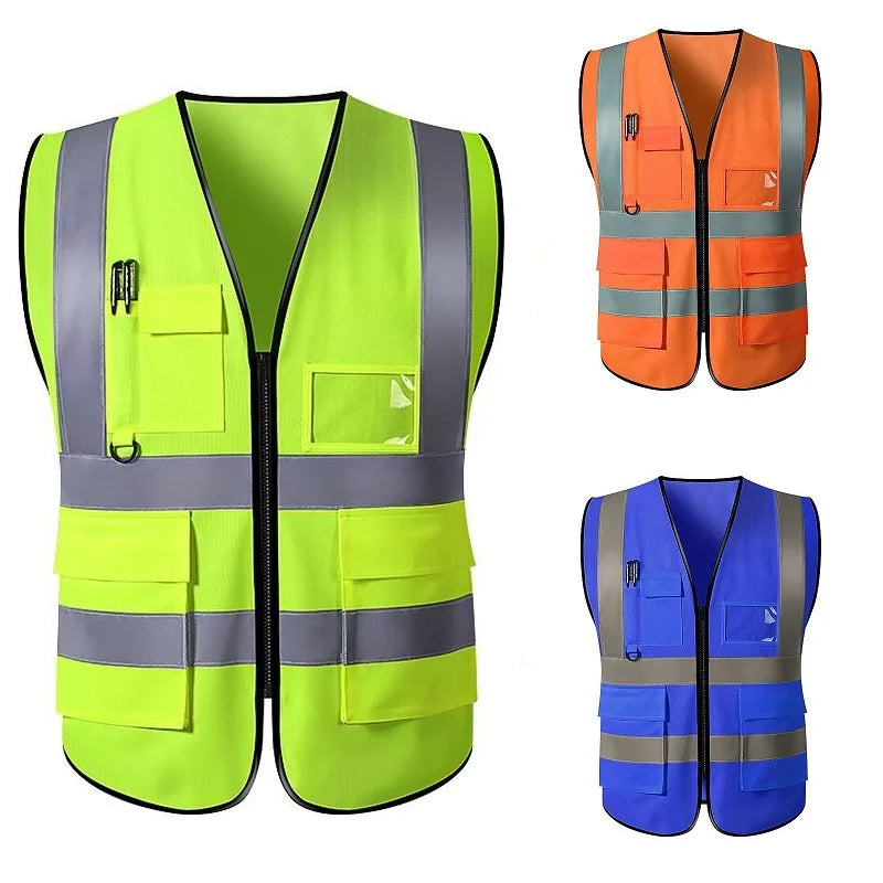 Chaleco reflectante de seguridad Unisex, multibolsillo, transpirable, uniforme Visible, tráfico, ferrocarril, mineros de carbón, carreras, correr, trabajo