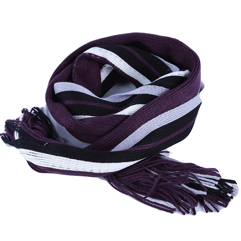 Classic Striped Outdoor Scarves Men Cashmere Soft Knitted Striped Scarf Long Tassel Neck Warmer Men'S Winter Scarf
