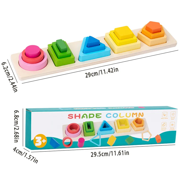 Bloques de desarrollo de inteligencia para bebés, juguetes de madera para combinar en la educación temprana, color y cognición de formas, educación Montessori