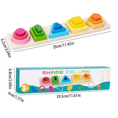 Bloques de desarrollo de inteligencia para bebés, juguetes de madera para combinar en la educación temprana, color y cognición de formas, educación Montessori