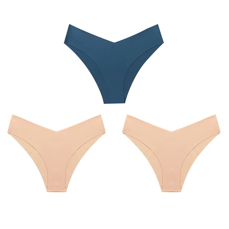 WarmSteps – Kit com 3 calcinhas femininas estilo fio-dental, sem costura, modelo brasileiro, em tecido "seda gelada" (ice silk) – Tamanhos XS a L