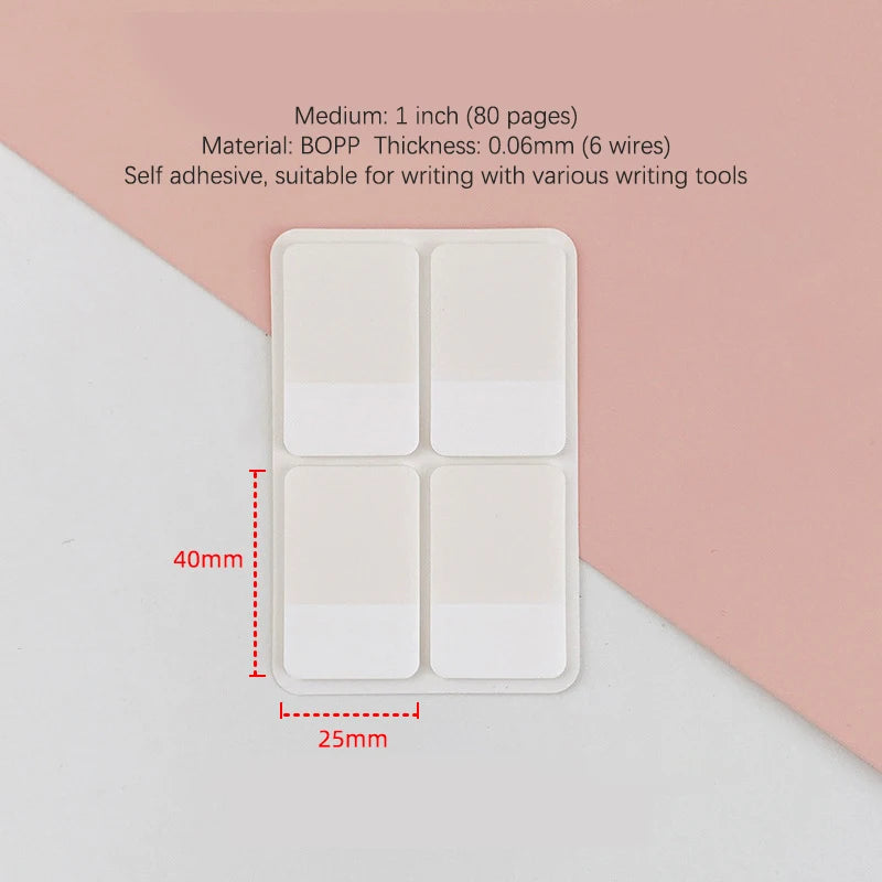 40/80/160 Pages Frosted Simple Pure White Index Stickers Transparent Label Stickers DIY Sticky Notes Office School Supplies
