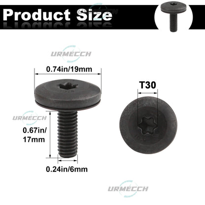 Tornillo de cabeza Torx T30 para BMW Serie 1, 3, 5 y 6, soporte de faro delantero, soporte superior central del radiador, M6 x 18, 07146959923