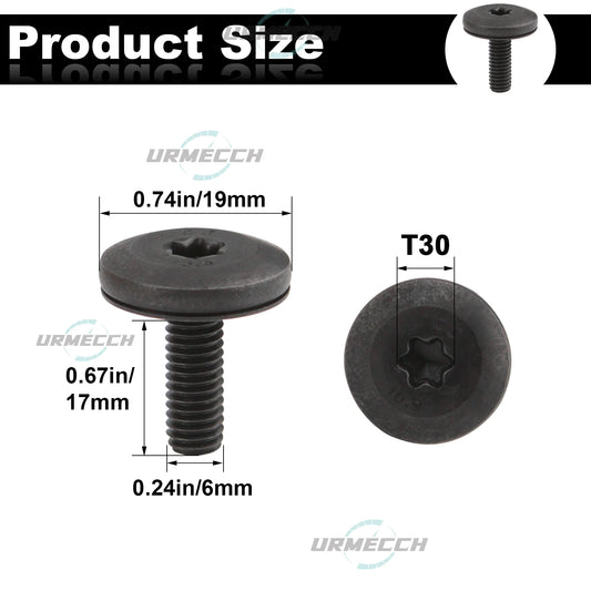 Tornillo de cabeza Torx T30 para BMW Serie 1, 3, 5 y 6, soporte de faro delantero, soporte superior central del radiador, M6 x 18, 07146959923