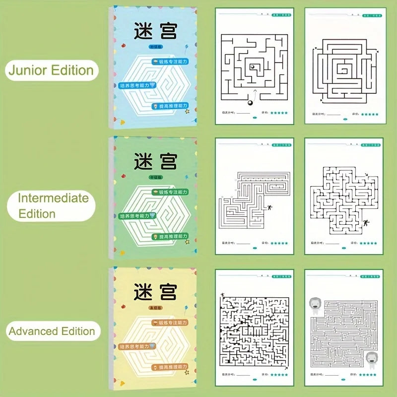 Maze puzzle book: Brain-challenging toy for boys and girls - Maze, logic games, and concentration exercises - Children's gift