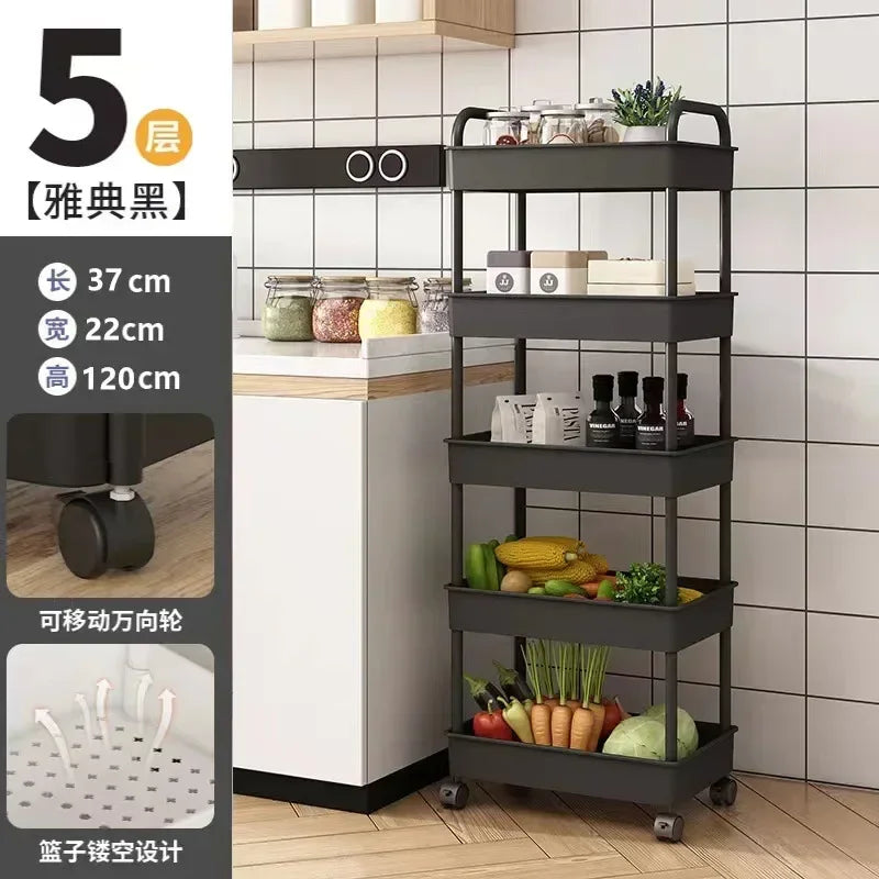 Multi-Layer Trolley Rack Kitchen Floor Bedroom Baby Snacks Mobile Bathroom Bathroom Storage Rack