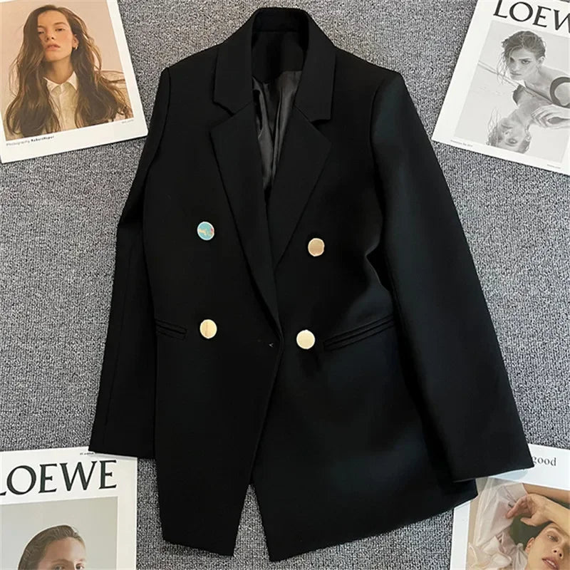 Green Metal Buckle Women's White Suit Jacket Casual Versatile High-end Feel Western-style Clothes Spring/autumn 2023 New