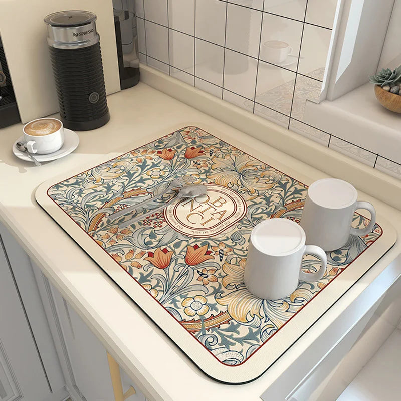 Super antiderrapante grande cozinha absorvente drenagem esteira super absorvente drenagem prato de café secagem rápida banheiro drenagem almofada