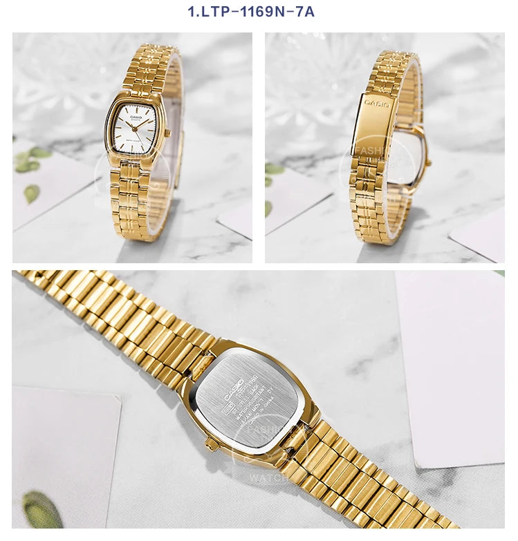 Relógio feminino Casio LTP 1169 bicolor quartzo a prova de agua 30m