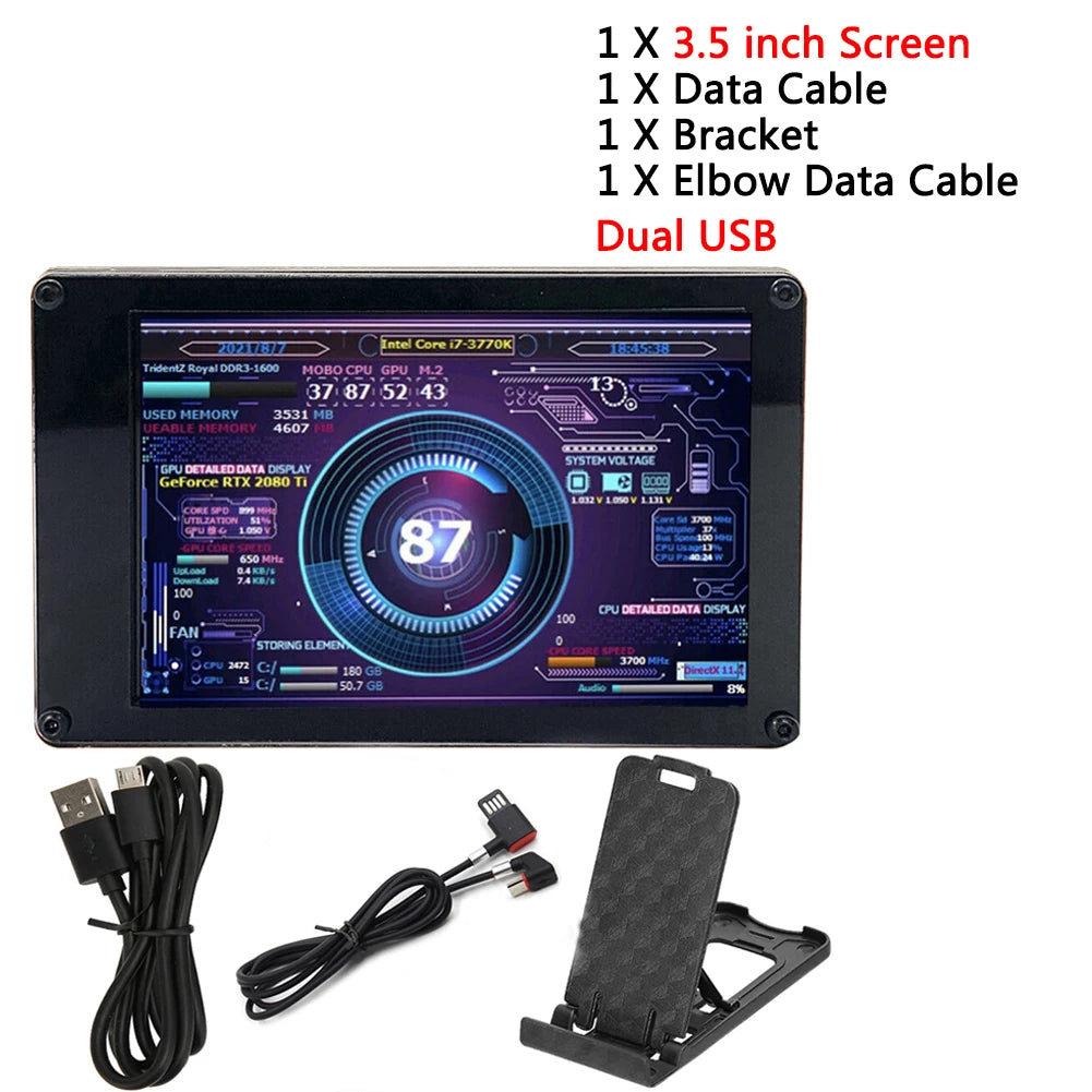 3/5/8.8inch IPS USB Secondary Screen HD-MI Computer CPU GPU RAM HDD SSD Monitor USB Sub Display 480X1920 For Raspberry Pi Linux