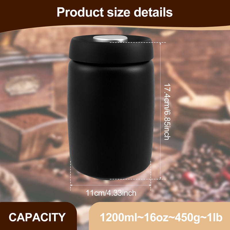 Coffee Beans Vacuum Sealed Jug 304 Stainless Steel Food Keep Fresh Storage Container Kitchen 1200ml Coffee Vacuum Canister