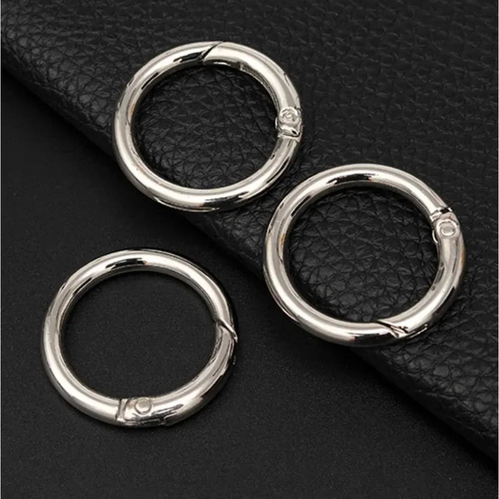 5pcs Metal O Ring Keyring Spring Buckles DIY Jewelry Openable Round Carabiner Keychain Clasp Bag Clips Snap Hook