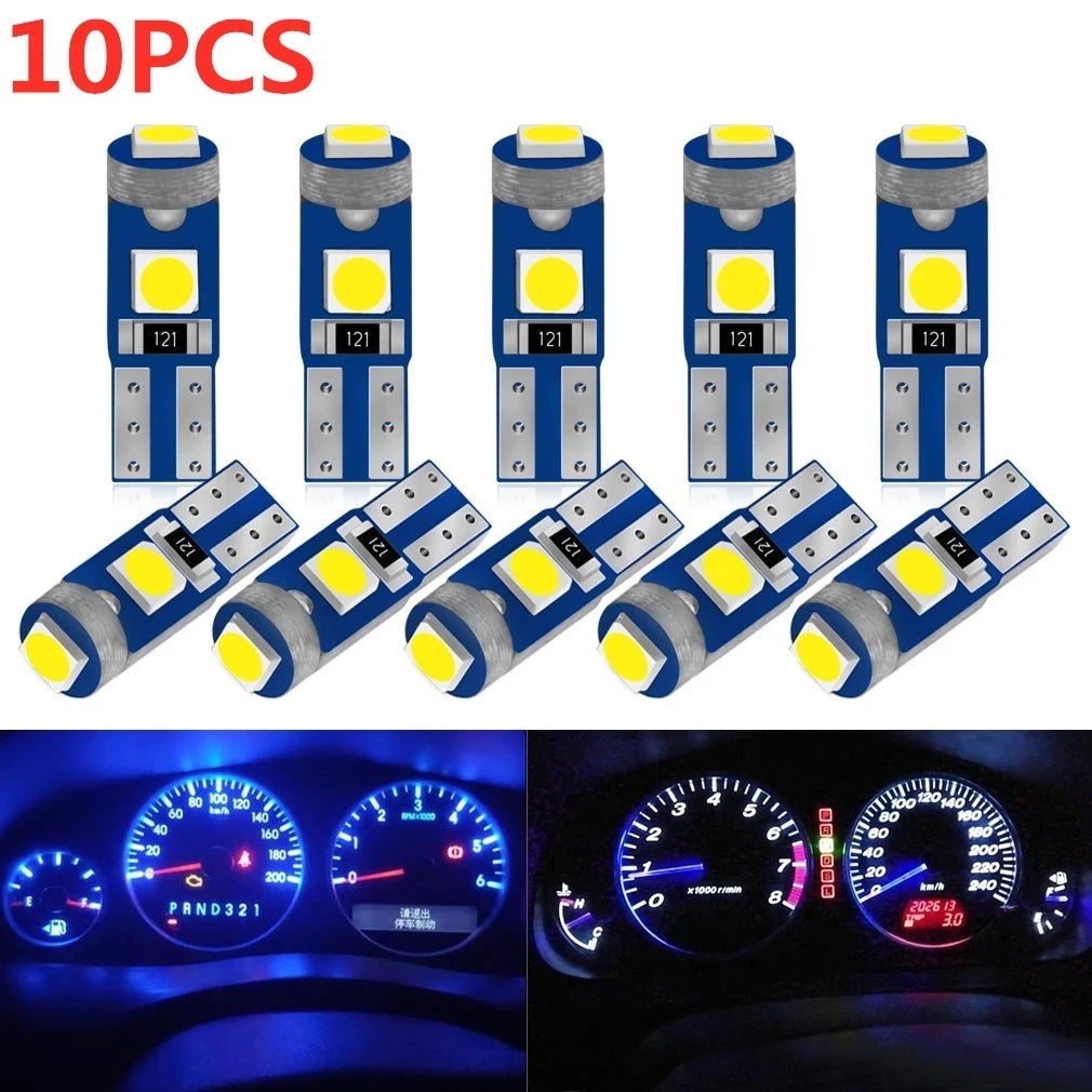 10pcs T5 Led Bulb W3W W1.2W 12V Led Canbus Car Interior Lights Dashboard Warming Indicator Wedge Auto Instrument Lamp