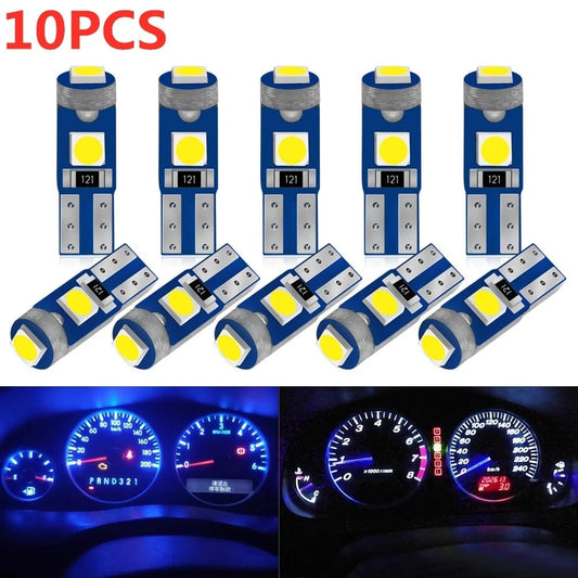 10pcs T5 Led Bulb W3W W1.2W 12V Led Canbus Car Interior Lights Dashboard Warming Indicator Wedge Auto Instrument Lamp