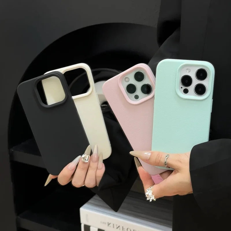 Soft Candy Color Lichee Pattern Silicone Phone Case For iPhone 11 12 13 14 15 16 ProMax Plus 16E X XS XR Shockproof Bumper Cover