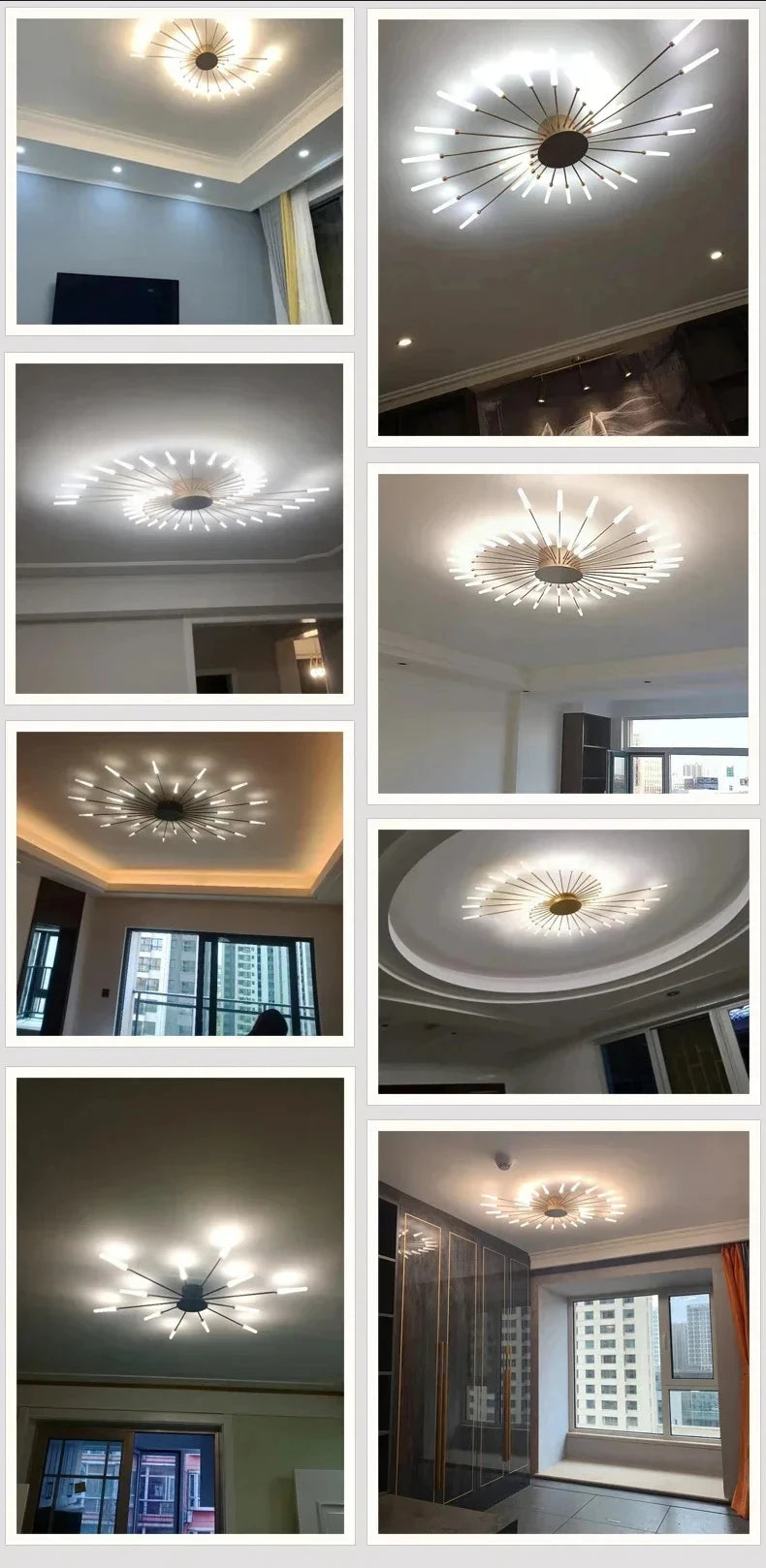 Lámpara de techo LED moderna para sala de estar, comedor, dormitorio, diseño de fuegos artificiales nórdicos, decoración del hogar, iluminación interior
