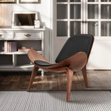 Nordic Three-Legged Shell Chair Simple Sofa Faux Leather Lounge Chair Armchair Living Room Office Furniture