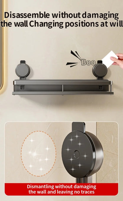 Estante de baño con ventosa sin taladro, estante para baño, espacio para inodoro, estante colgante de aluminio, organizador de baño para colgar en la pared