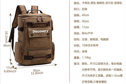 Mochila de lona multifuncional DISCOVERY-SUN, mochila informal para senderismo, mochila escolar para deportes al aire libre, mochila de viaje de gran capacidad.