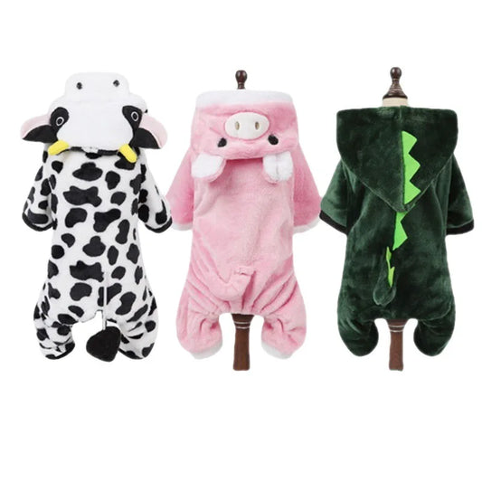 Cute Animal Dog Cat Costume Small Dogs Cat Winter Warm Pet Jumpsuit Pajama for Yorkies Poodle Overalls Puppy Mascotas Clothes