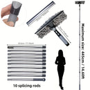 1pcs 2-in-1 High-Rise Window Cleaner Reusable Squeegee & Extendable Pole for Glass Scrubbing Stainless Steel Edge