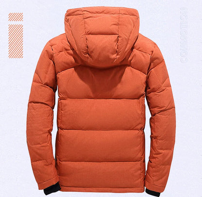 Chaqueta de plumón para hombre, abrigo de invierno de pato blanco, parka cálida y resistente al viento, para viajes y acampadas, nueva, gruesa, de color sólido, con capucha.