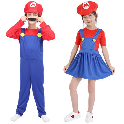 Adult Kids Game Funny Super Brother Mari Bros Fantasia Jumpsuit Man Dress Suit Anime Cosplay Costume Carnival Halloween Costumes