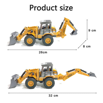 2 in 1 Toys for Boys Alloy Tractor Kids Excavator Bulldozer Miniature Truck Model Diecast Engineering Vehicle Children Gifts