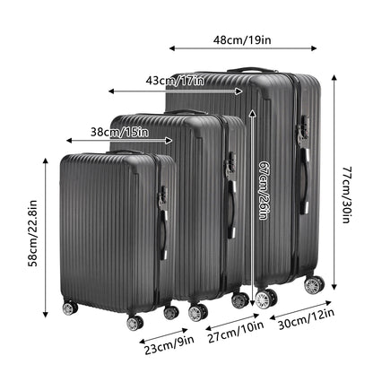 Anajqaqia 3 Pieces Suitcase Set, Hard-Shell Luggage Set Made of ABS, with  Combination Lock Hand and Telescopic Handle, Black
