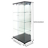 Anajqaqia Glass Display Cabinet with LED Light, with 4 Shelves 2 Doors, 80.49x36.49x163.9cm, Black