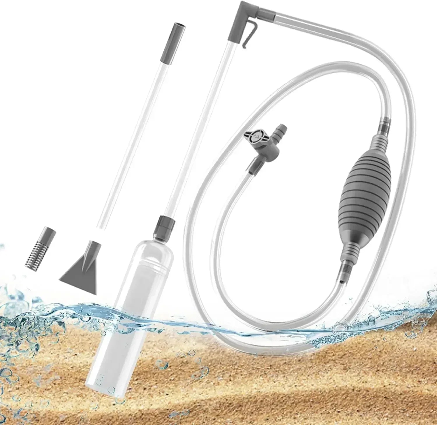 Fish Tank Siphon Vacuum Gravel Large Water exchanger Aquarium Sand Cleaning and Water Changing Cleaning Kit with Extension Tube