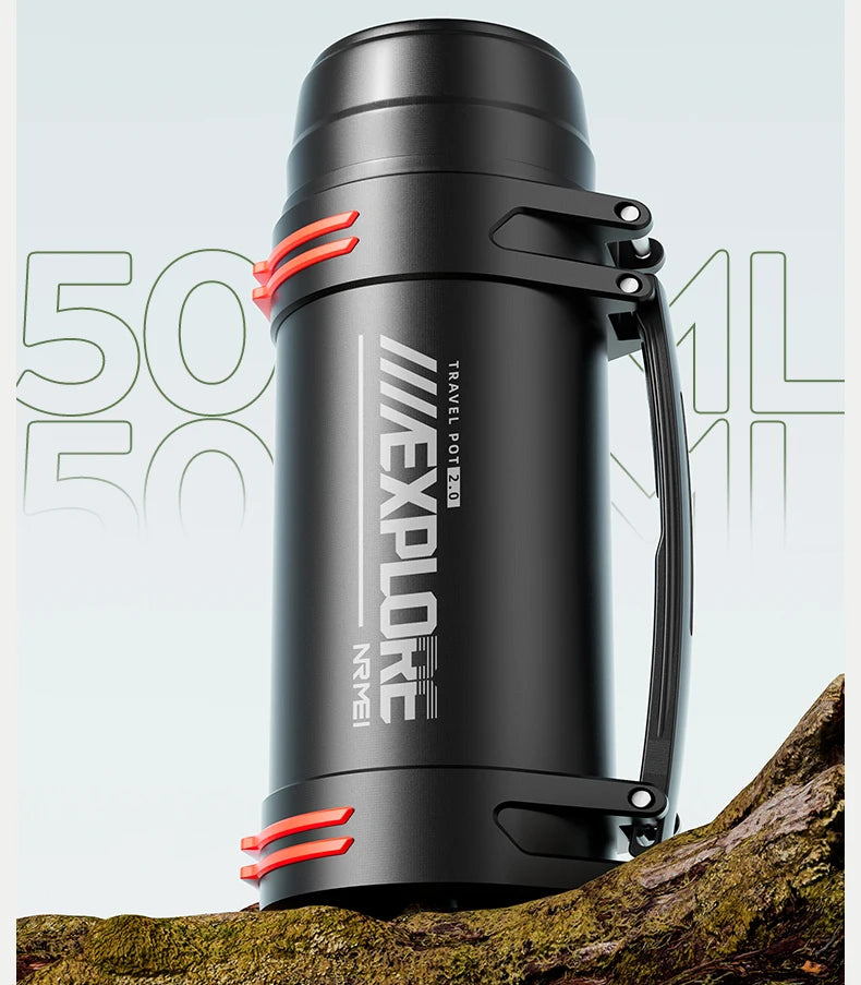 Large Capacity Thermos Bottle with handle Double-wall vacuum Insulated Bottles Leakproof Water Jug for Travel Hiking Camping