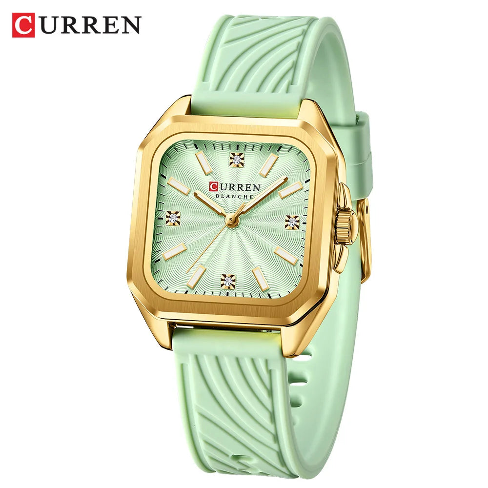 Relógio feminino quadrado minimalista pulseira pulseira de silicone casual