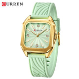 Relógio feminino quadrado minimalista pulseira pulseira de silicone casual