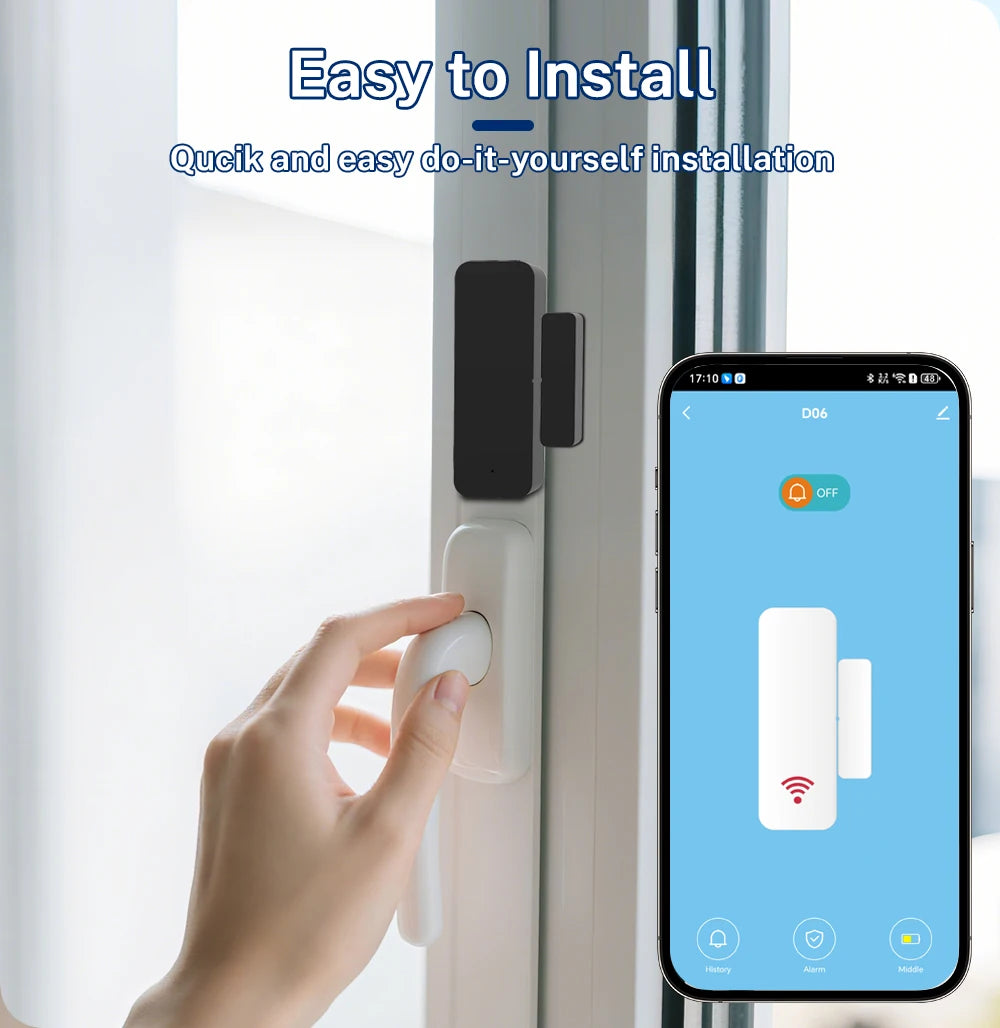 Tuya Zigbee Wifi Door and Window Sensor Security Burglar Alarm Magnetic Presence Sensor Smart Life Works with Google Home Alexa